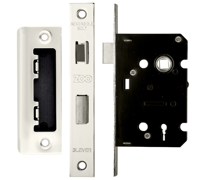 Zoo Hardware 3 Lever Contract Sash Lock (64mm Or 76mm), Polished Stainless Steel