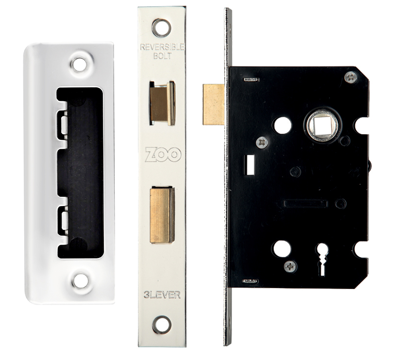 Zoo Hardware 3 Lever Contract Sash Lock (64mm Or 76mm), Satin Stainless Steel