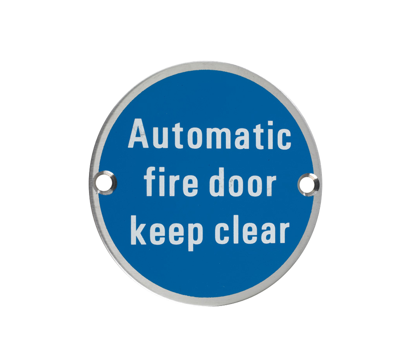 Zoo Hardware Zss Door Sign – Automatic Fire Door Keep Clear, Polished Stainless Steel