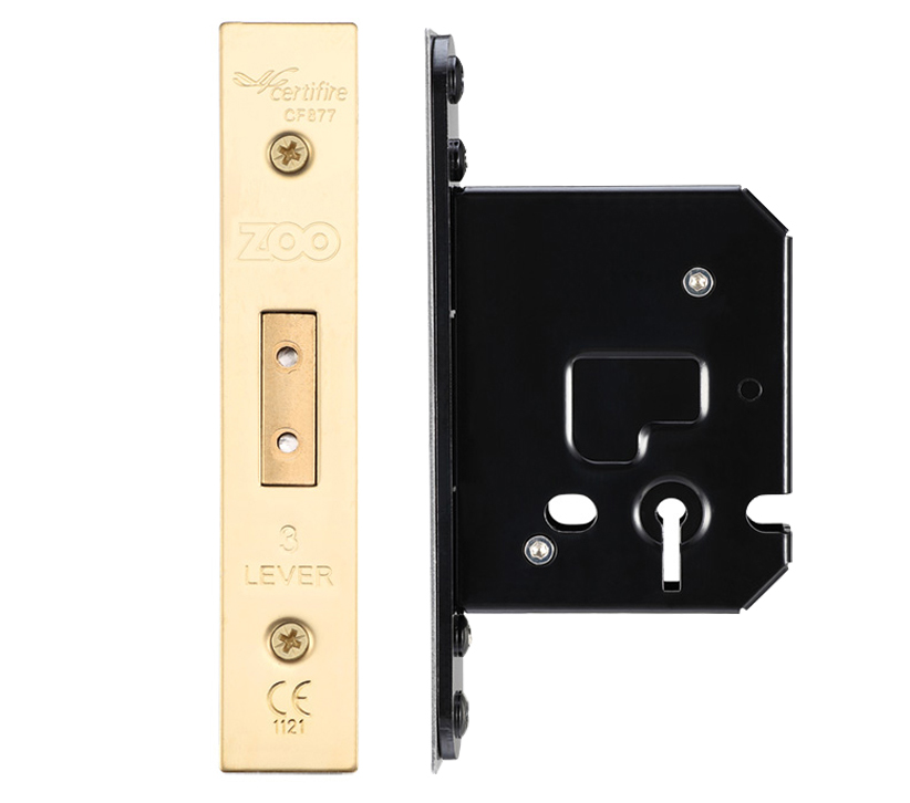 Zoo Hardware 3 Lever Dead Lock (67.5mm Or 79.5mm), Pvd Stainless Brass