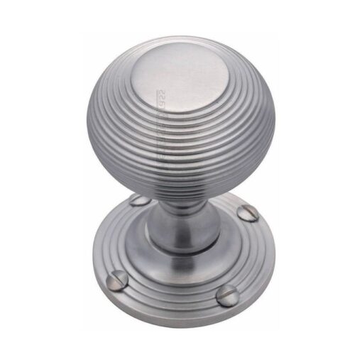 Reeded Mortice Door Knob Satin Chrome