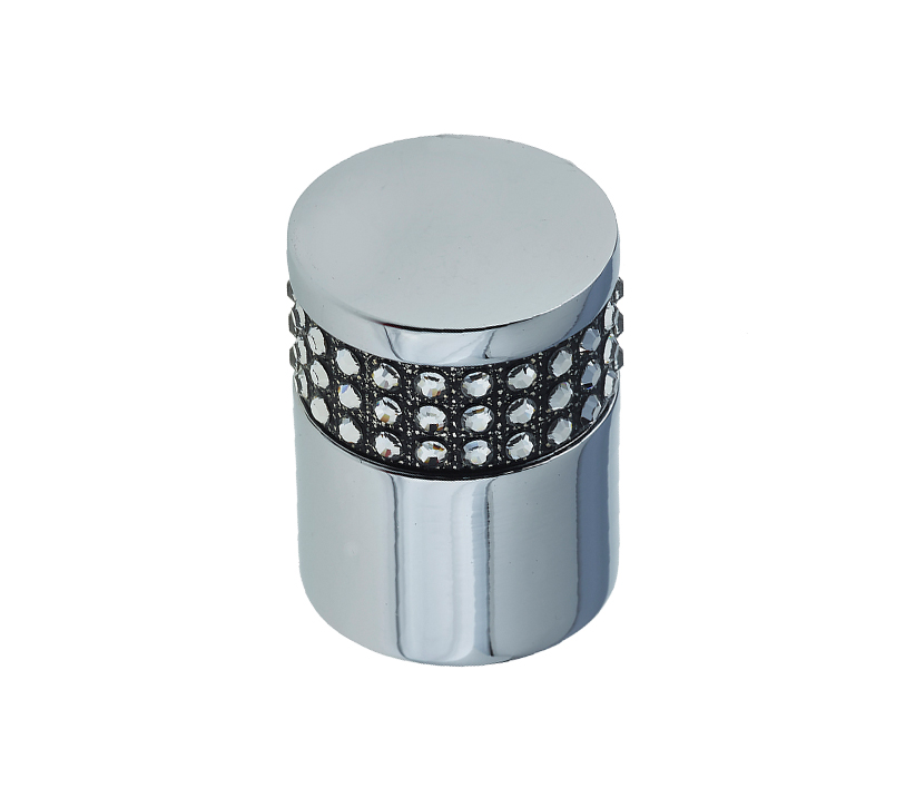 Frelan Hardware Cylindrical Cabinet Knob (20mm X 25mm), Polished Chrome With Swarovski Crystal