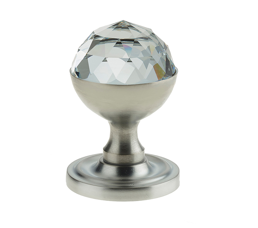 Frelan Hardware Swarovski Crystal Faceted Mortice Door Knob, Satin Chrome (sold In Pairs)