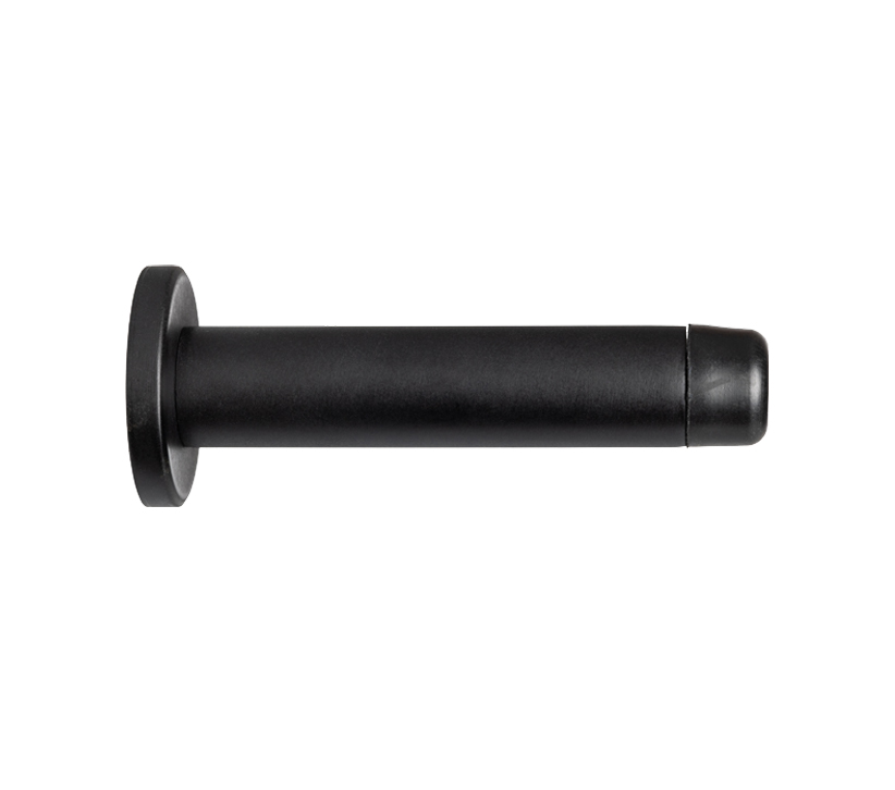 Cylinder Wall Mounted Door Stop With Rose (70mm Projection), Matt Black