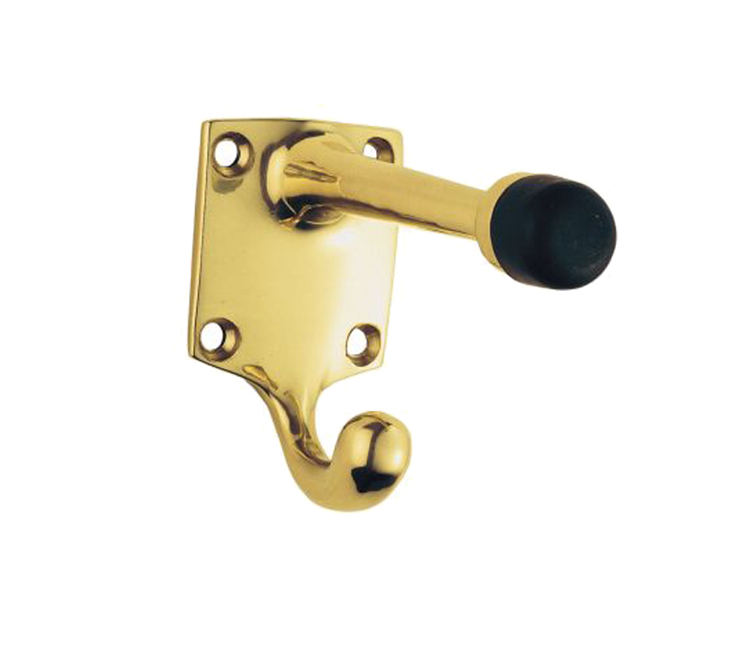 Hat And Coat Hook With Rubber Buffer, Polished Brass
