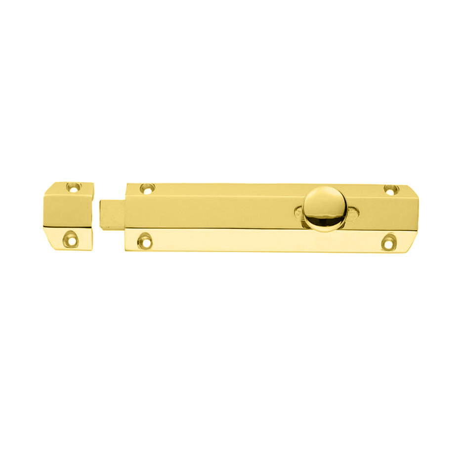 Surface Mounted Door Bolt, Polished Brass