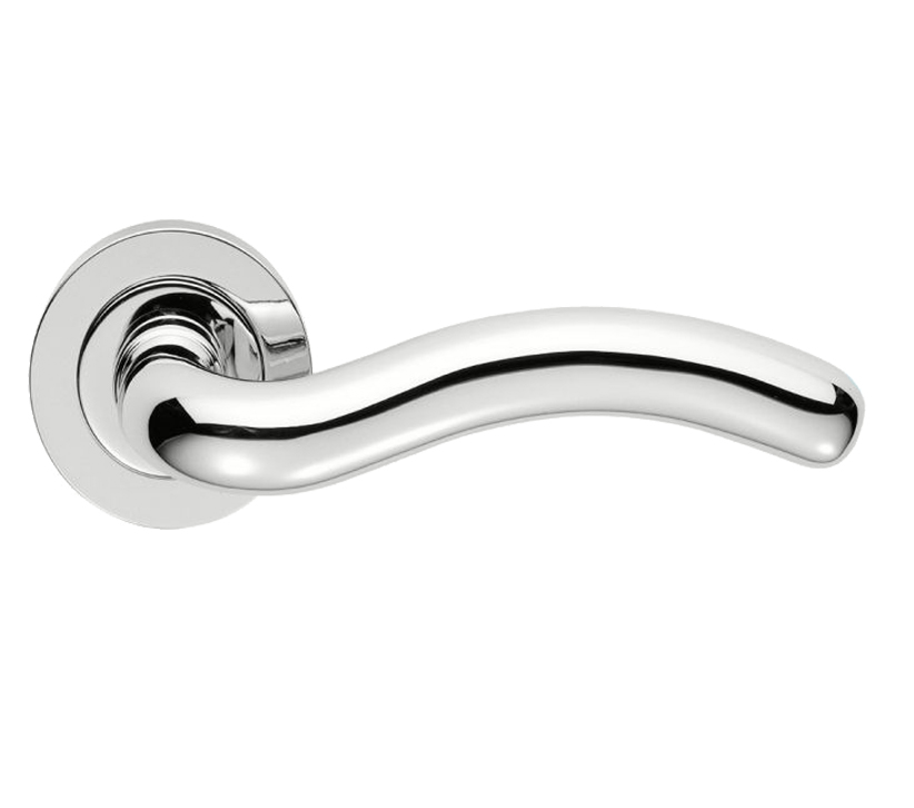 Manital Squiggle Door Handles On Round Rose, Polished Chrome (sold In Pairs)