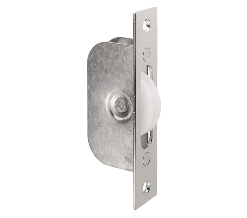 Galvanised Sash Window Axle Pulley (square Forend), Polished Chrome With Nylon Wheel
