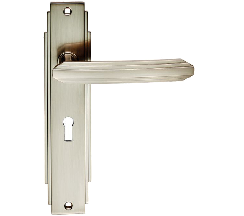 Art Deco Style Door Handles, Satin Nickel (sold In Pairs)