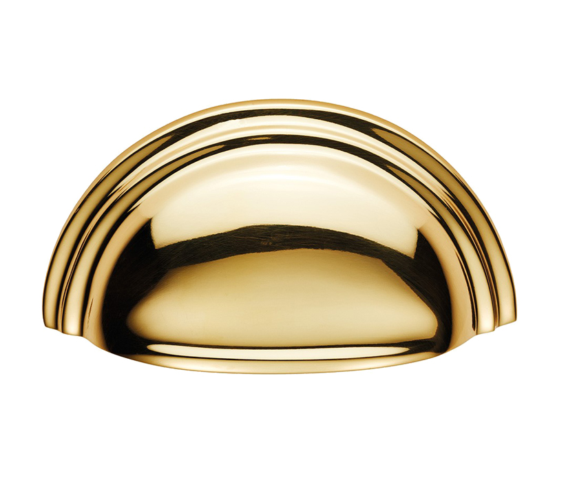 Fingertip Victorian Cup Pull Handles (76mm C/c), Polished Brass