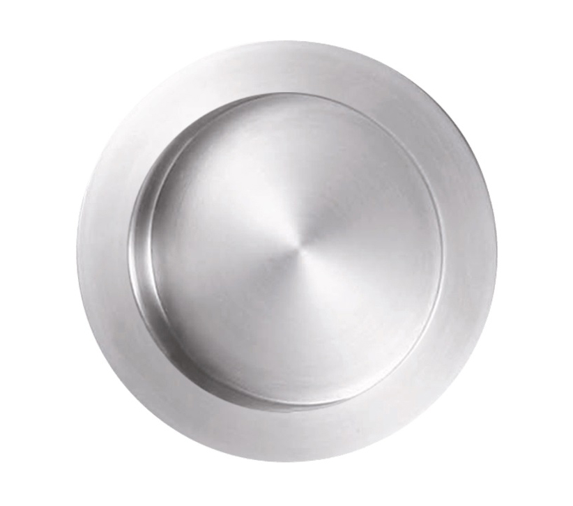 Circle Flush Pull For Sliding Doors (60mm Diameter), Aluminium Stainless Steel Effect