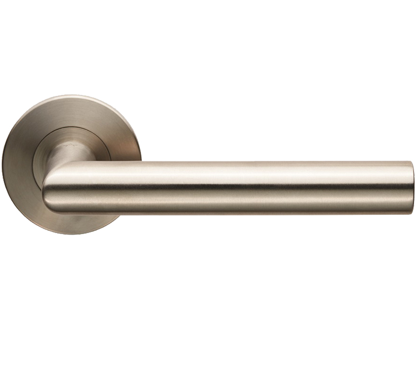 Eurospec Treviri Mitred Door Handles On Slim Fit 6mm Rose – Grade 304 Satin Stainless Steel