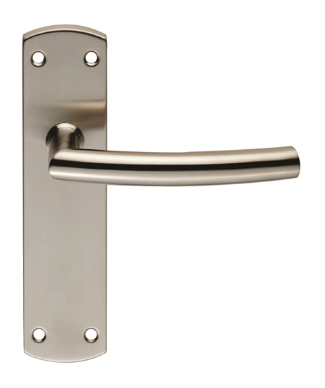 Eurospec Arched Stainless Steel Door Handles On Backplates, Satin Stainless Steel  (sold In Pairs)
