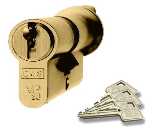 Eurospec Mp10 Euro Profile British Standard 10 Pin Cylinders And Turn, (various Sizes) Polished Brass
