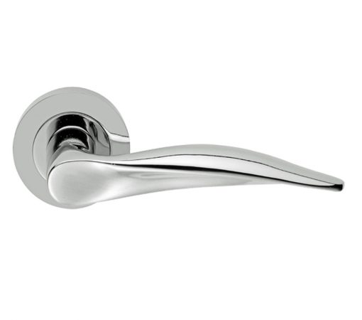 Manital Dali Door Handles On Round Rose, Polished Chrome (sold in pairs)