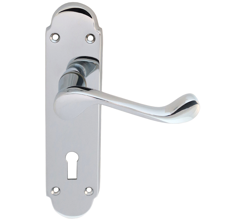Oakley Door Handles On Backplate, Polished Chrome (sold In Pairs)