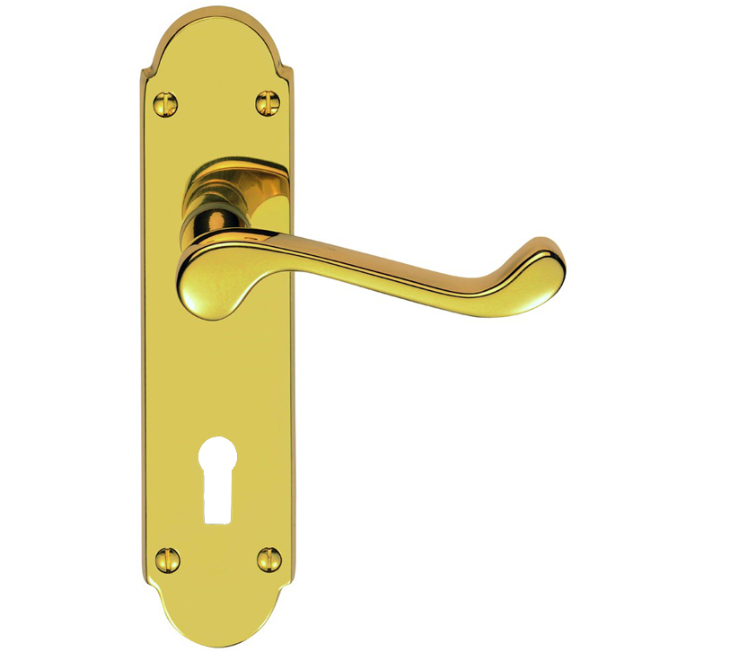 Oakley Door Handles On Backplate, Pvd Stainless Brass  (sold In Pairs)