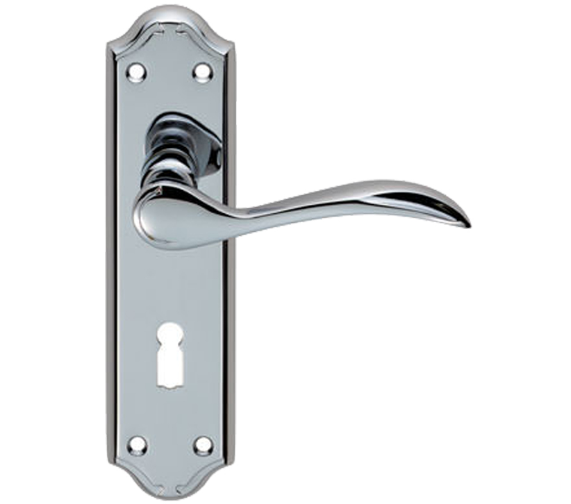 Madrid Door Handles On Backplate, Polished Chrome (sold In Pairs)