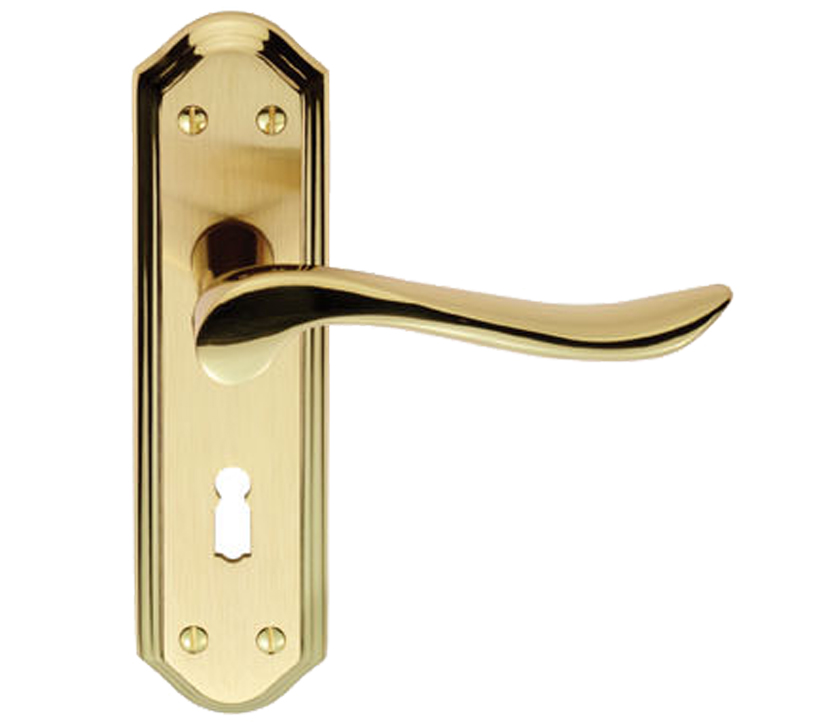 Lytham Door Handles On Backplate, Dual Finish Polished Brass & Satin Brass (sold In Pairs)