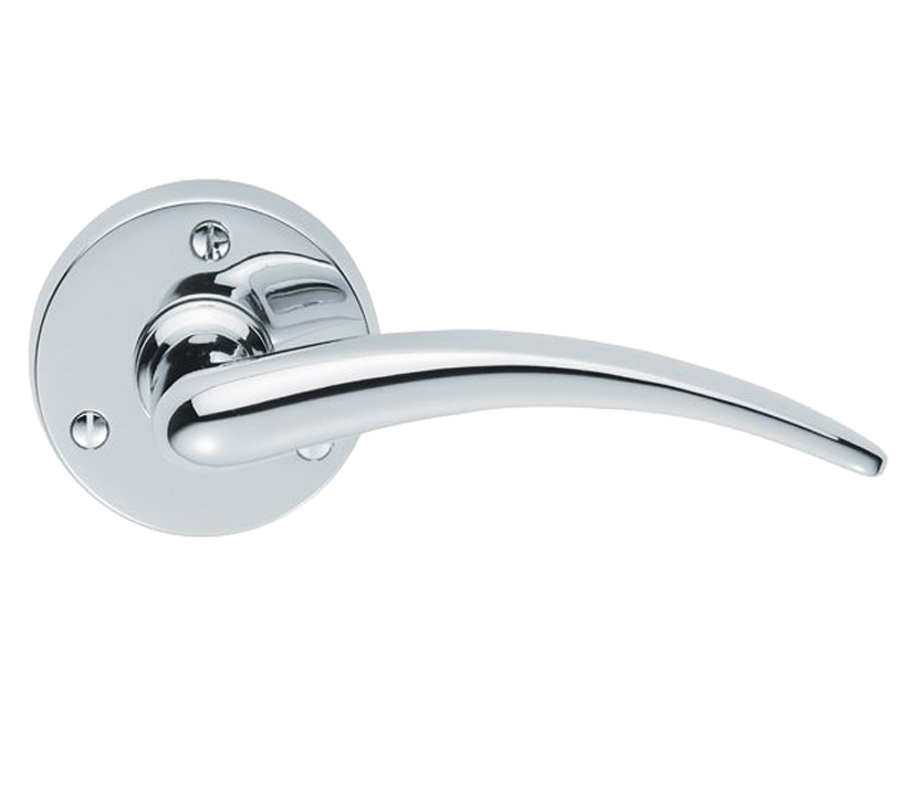 Wing Door Handles On Round Rose, Polished Chrome (sold In Pairs)