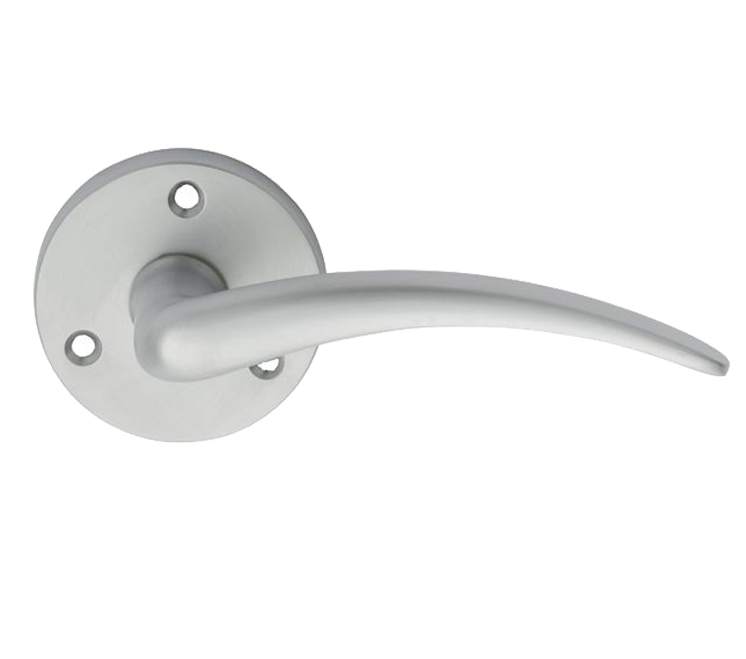 Wing Door Handles On Round Rose, Satin Chrome (sold In Pairs)
