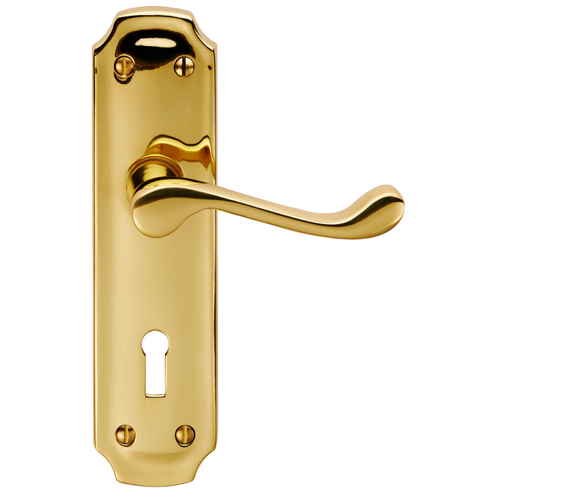 Birkendale Door Handles On Backplate, Polished Brass (sold In Pairs)