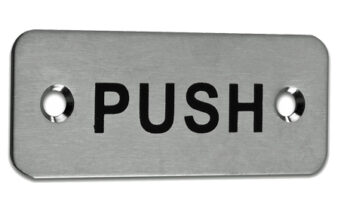 Eurospec 'Push' Sign, Polished Stainless Steel