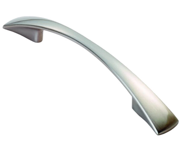 Fingertip Waisted Flat Bow Cabinet Pull Handles (96mm OR 128mm C/C), Satin Nickel