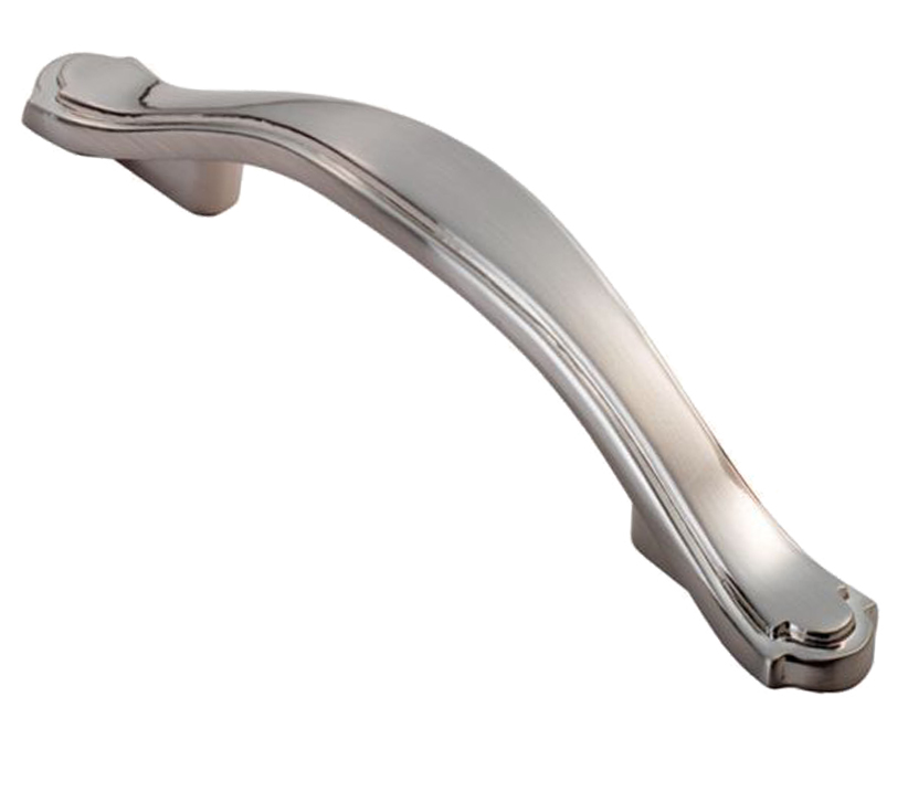 Fingertip Stepped Edge Bow Handle Cabinet Pull Handle (76mm C/c), Satin Nickel