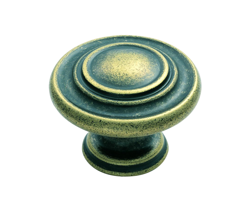 Fingertip Traditional Pattern Cupboard Knob, Antique Brass