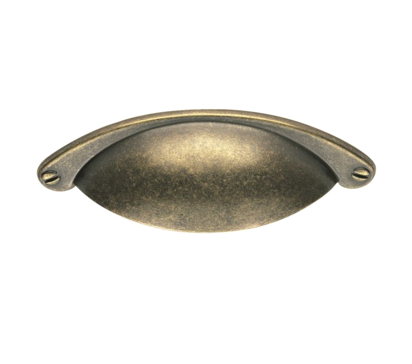 Traditional Cupboard Cup Pull Handle (64mm C/c), Antique Brass