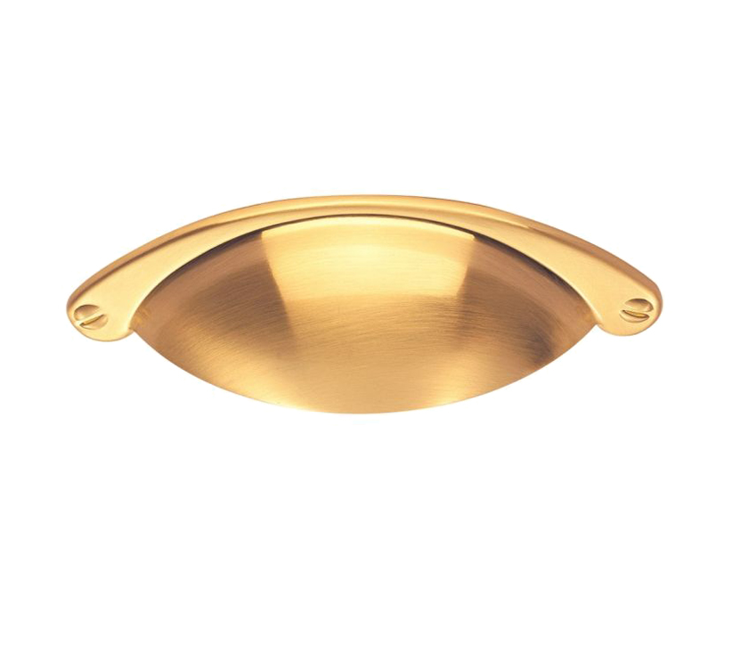 Traditional Cupboard Cup Pull Handle (64mm C/c), Satin Brass