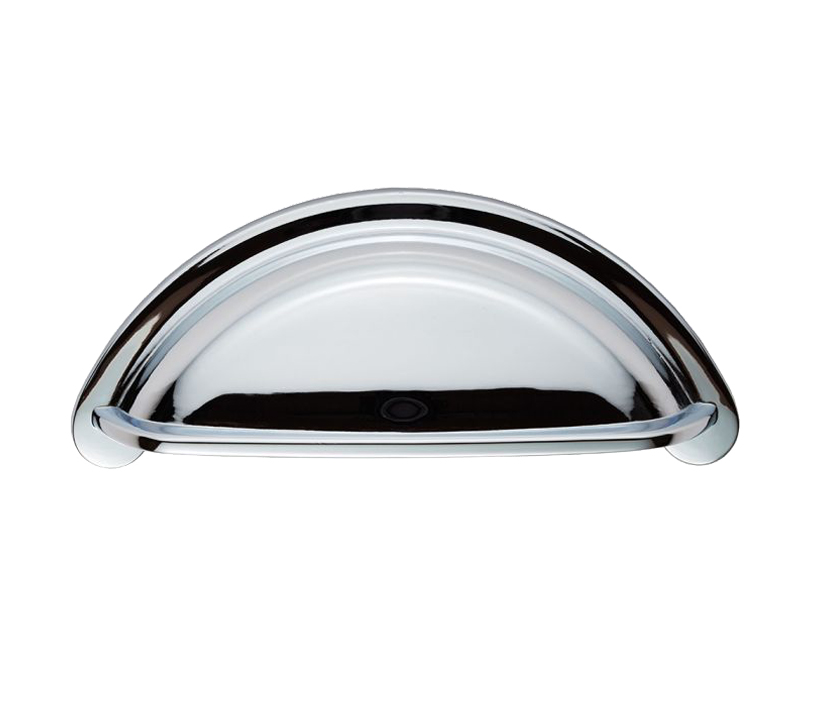 Cottage Cupboard Cup Pull Handle (76mm C/c), Polished Chrome