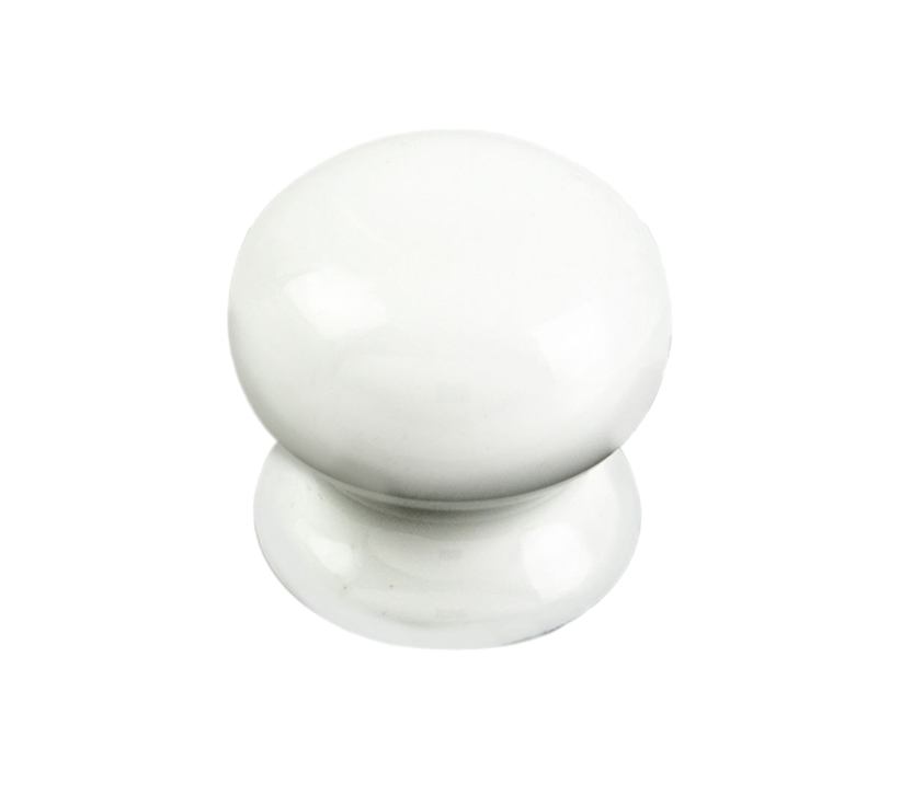 Fingertip Porcelain Cupboard Knob, Plain White