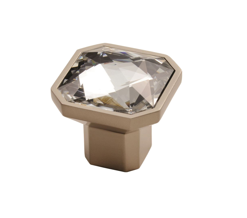 Fingertip Square Crystal Cupboard Knob (32mm X 32mm Or 38mm X 38mm), Satin Nickel