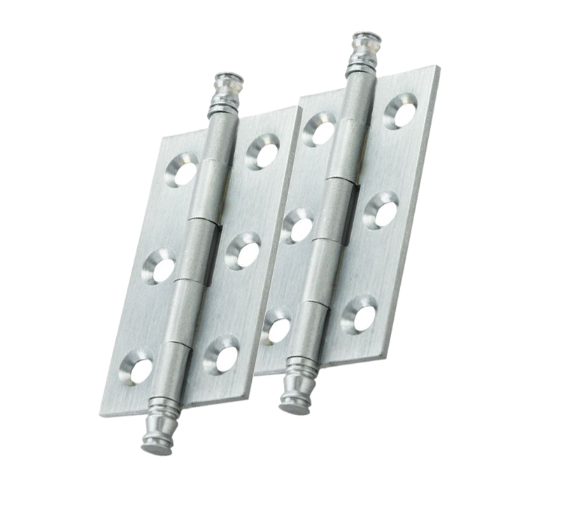 Fingertip Cabinet Hinges With Finial (64mm X 35mm), Satin Chrome (sold In Pairs)