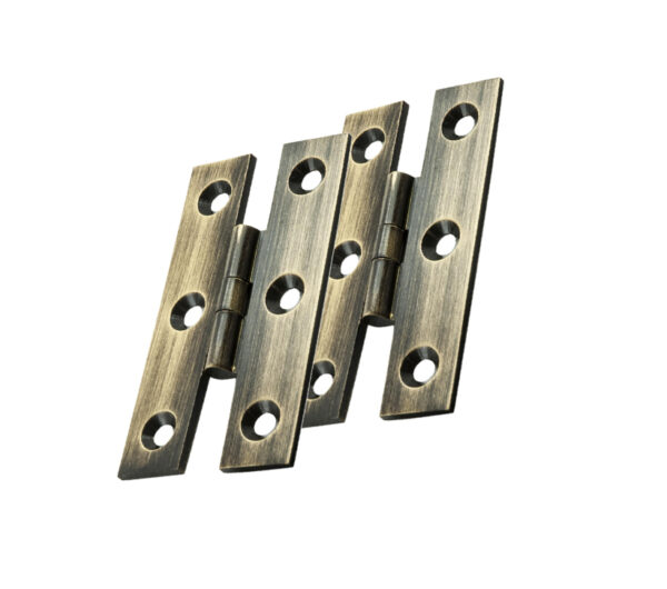 Fingertip H Pattern Hinges (64mm x 35mm), Antique Brass (sold in pairs)
