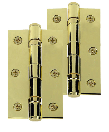 3 Inch Solid Brass Ball Bearing Hinges, Polished Brass  (sold In Pairs)