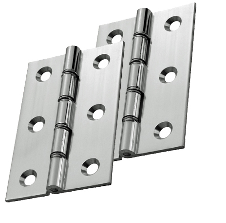 3 Inch Double Washered Hinges, Polished Chrome (sold In Pairs)
