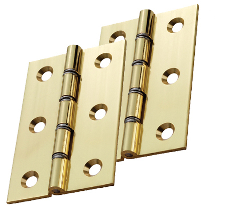 3 Inch Double Washered Hinges, Polished Brass  (sold In Pairs)