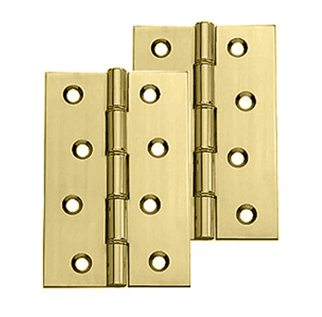 4 Inch Double Washered Hinges, Polished Brass (sold In Pairs)