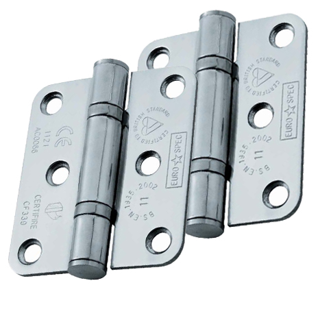 Eurospec Enduro 3 Inch Grade 11 Stainless Steel Ball Bearing Radius Hinges (various Finishes) (sold In Pairs)