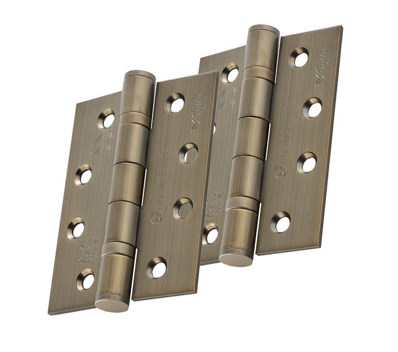 Eurospec 4 Inch Grade 13 Plain Ball Bearing Hinges, Antique Brass  (sold In Pairs)