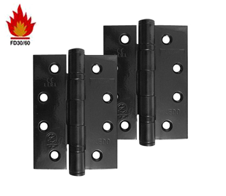 Frelan Hardware 4 Inch Fire Rated Stainless Steel Ball Bearing Hinges, Black Finish