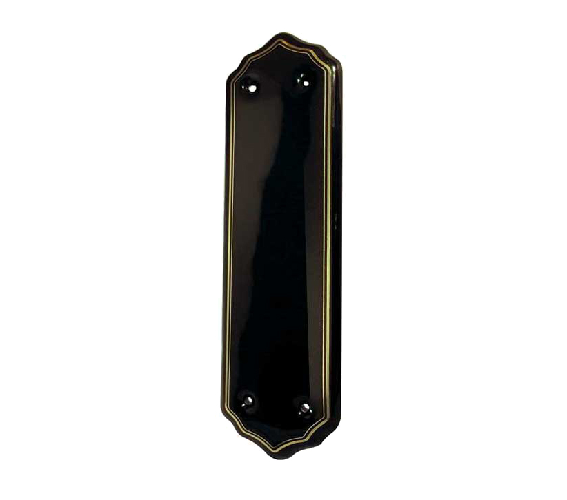Frelan Hardware Porcelain Fingerplate (280mm X 78mm), Goldline Black