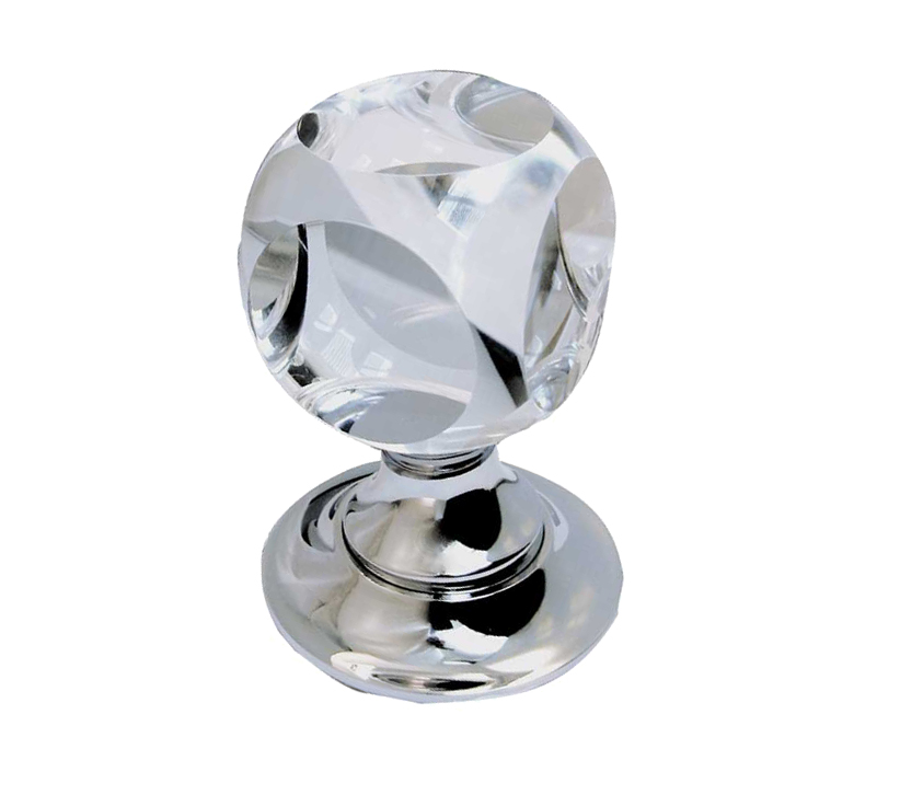 Frelan Hardware Dice Glass Mortice Door Knob, Polished Chrome (sold In Pairs)