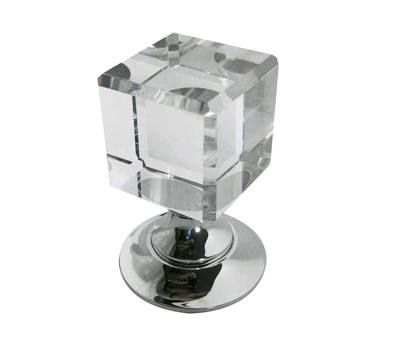 Frelan Hardware Cube Glass Mortice Door Knob, Polished Nickel (sold In Pairs)