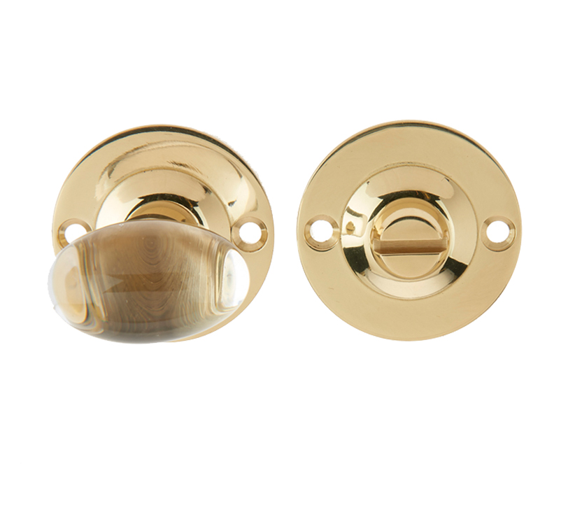 Frelan Hardware Glass Bathroom Turn & Release (36mm Rose Diameter), Polished Brass