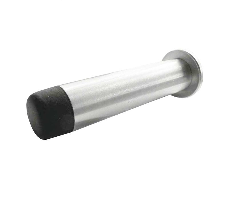 Frelan Hardware Cylinder Wall Mounted Projecting Door Stop (75mm X 16mm), Polished Stainless Steel