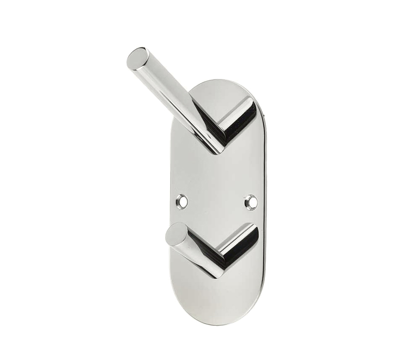 Frelan Hardware Hat & Coat Hook On Rounded Backplate, Polished Stainless Steel